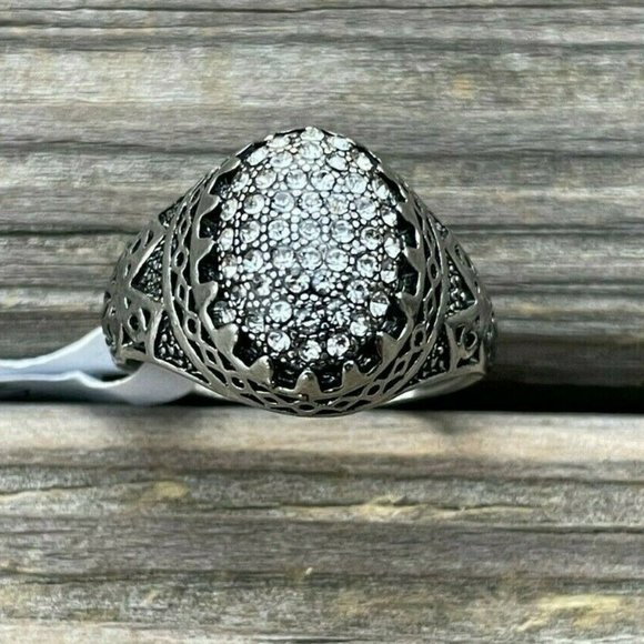 Fashion Ring Crystals Accent Unisex Fashion Turkish Style Jewelry Rings Size 11 - Picture 9 of 12